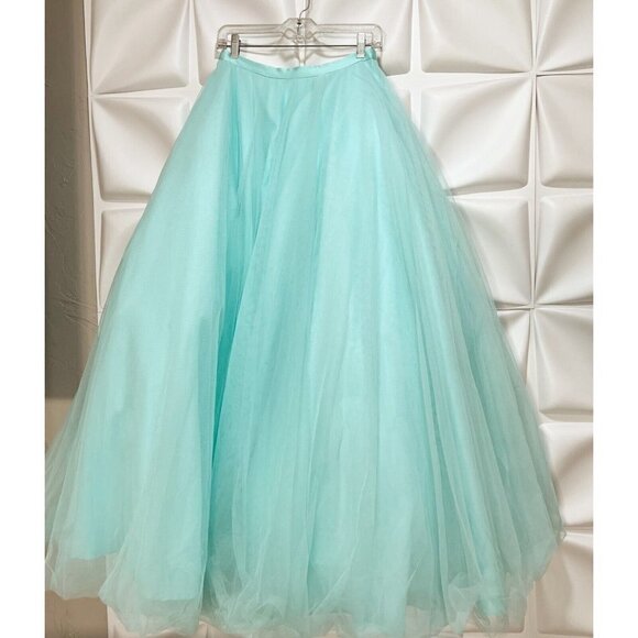 Alfred Angelo Sz 10 Aqua Blue Tulle Two Piece Formal Gown Skirt Corset Strapless - Picture 3 of 16